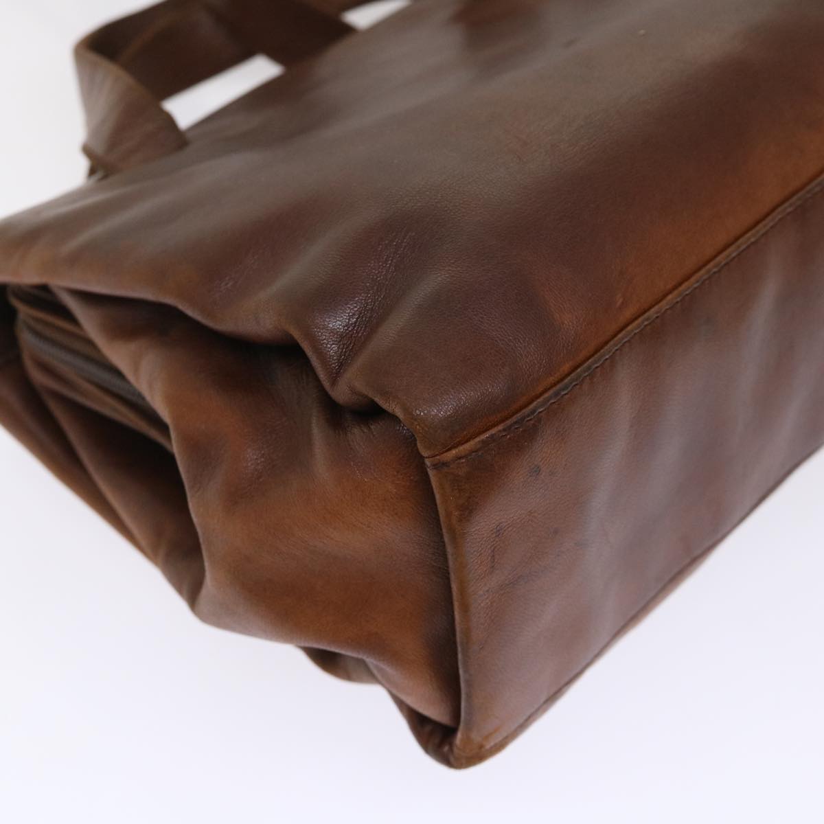 PRADA Shoulder Bag Leather Brown Auth bs7171