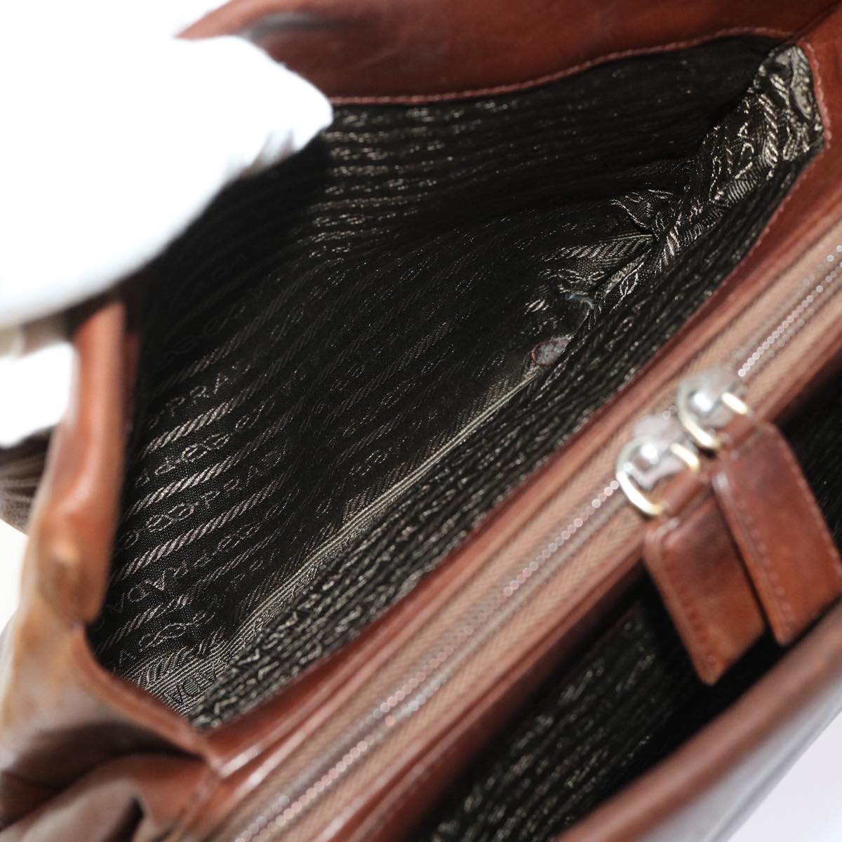 PRADA Shoulder Bag Leather Brown Auth bs7171