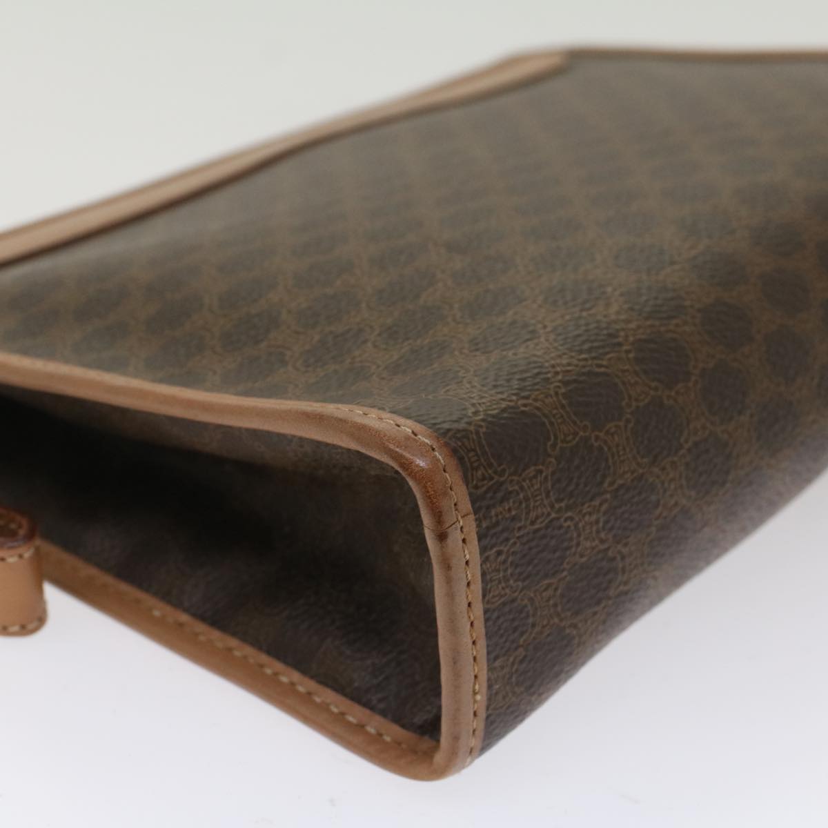 CELINE Macadam Canvas Clutch Bag PVC Leather Beige Brown Auth bs7212
