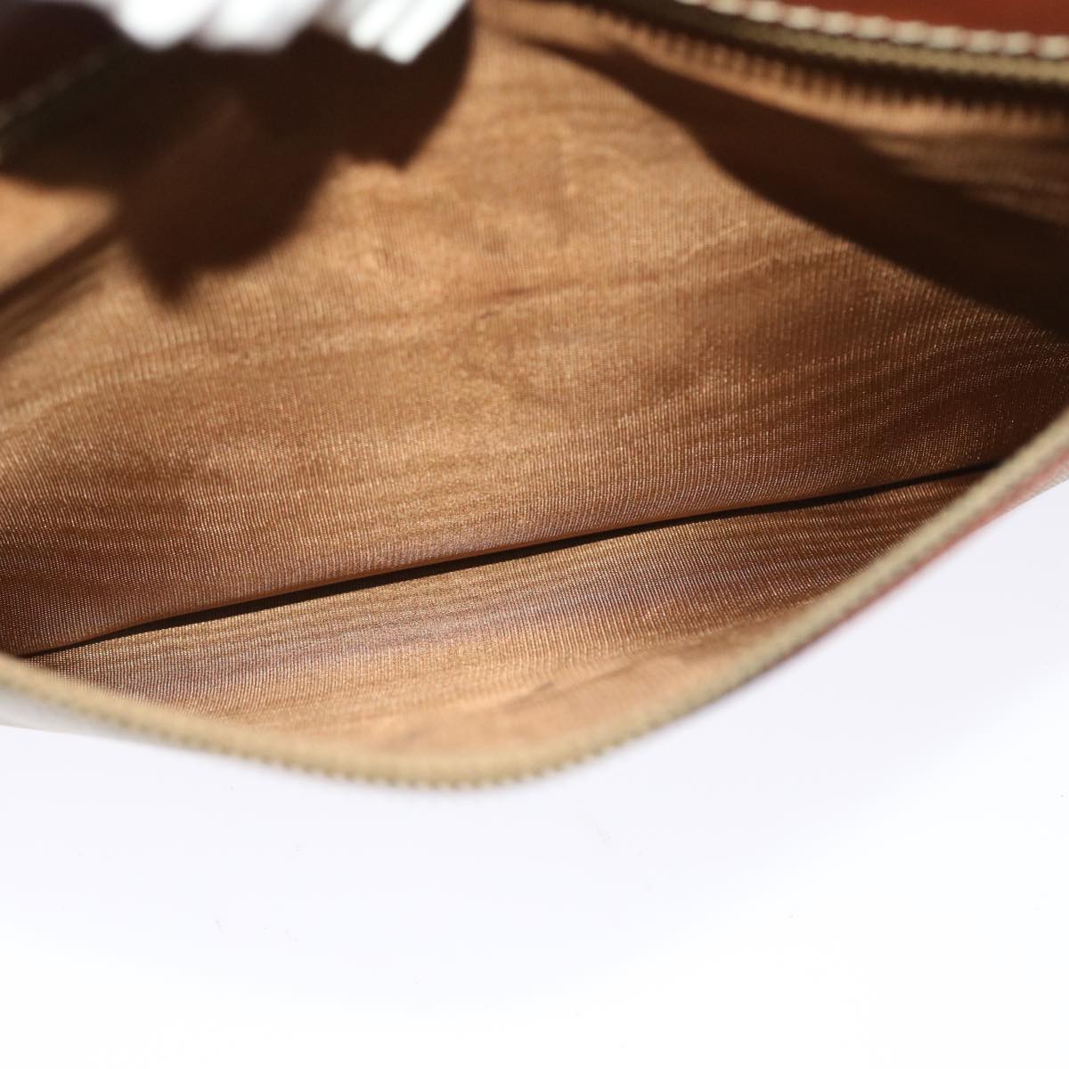 CELINE Macadam Canvas Clutch Bag PVC Leather Beige Brown Auth bs7213