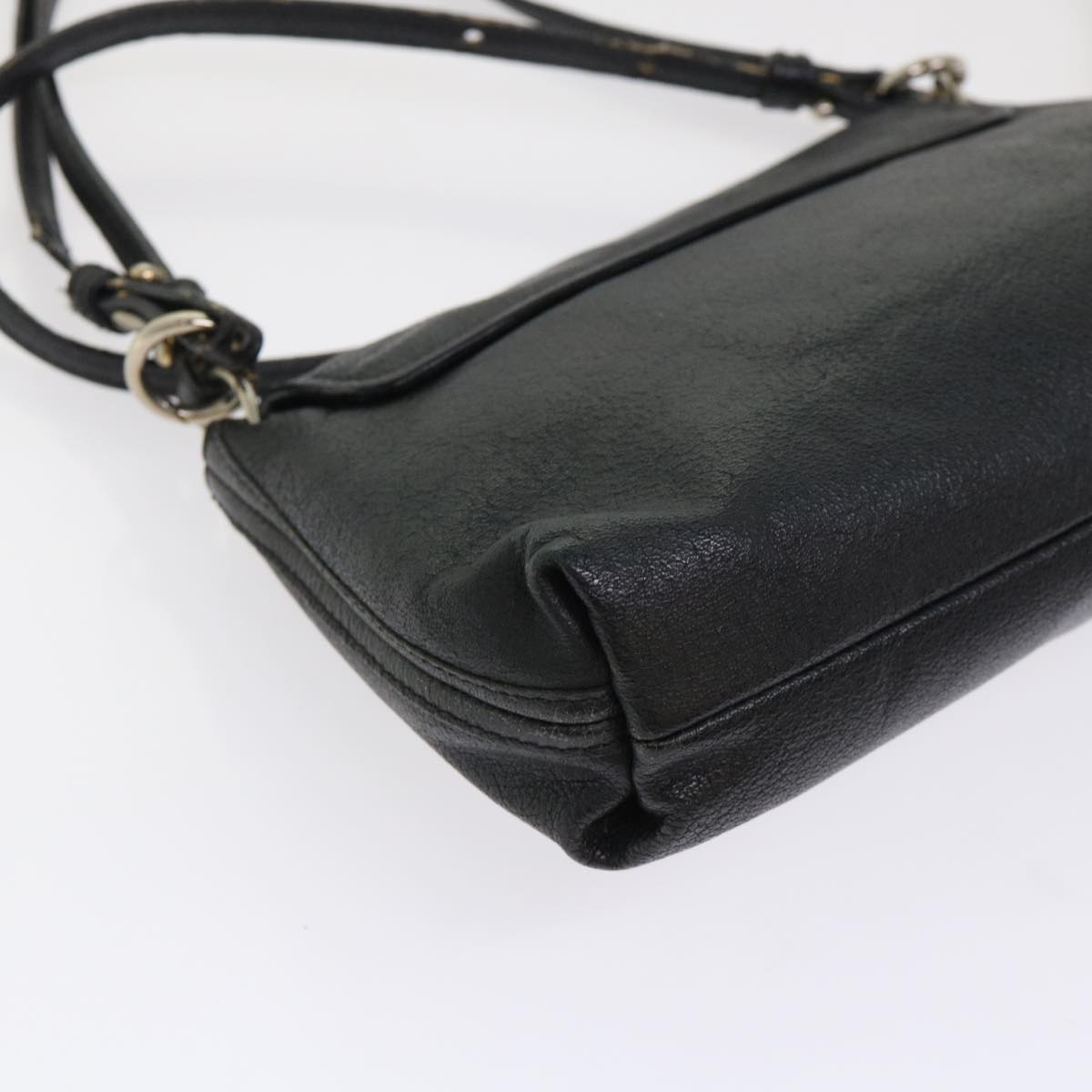 Chloe Shoulder Bag Leather Black Auth bs7243