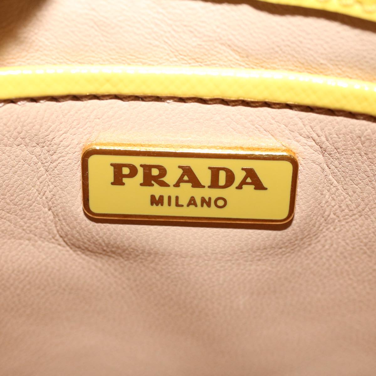 PRADA Bijoux Hand Bag Safiano leather 2way Yellow Auth bs7257