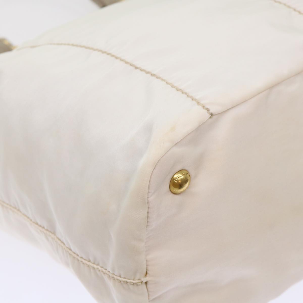 PRADA Hand Bag Nylon White Auth bs7266