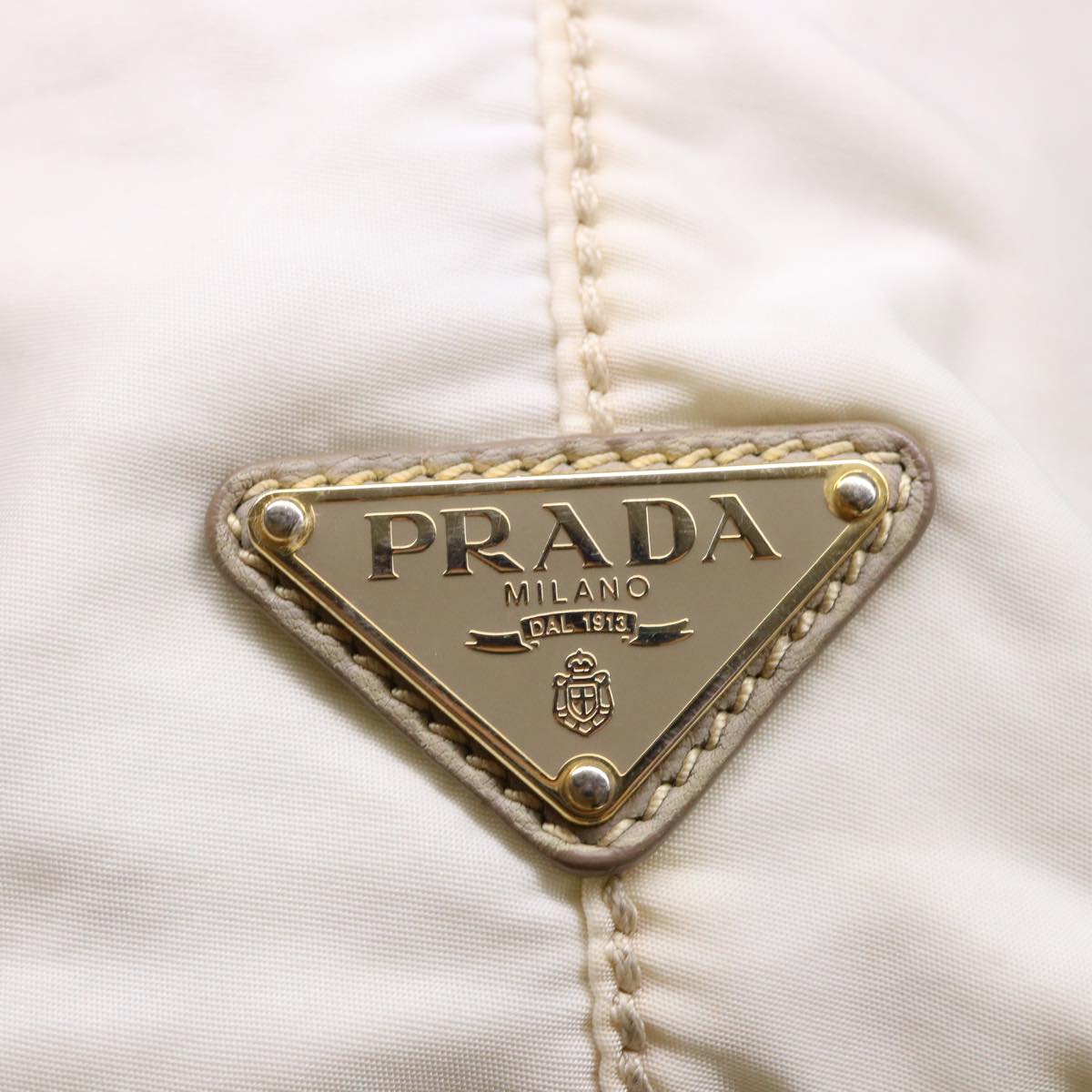 PRADA Hand Bag Nylon White Auth bs7266