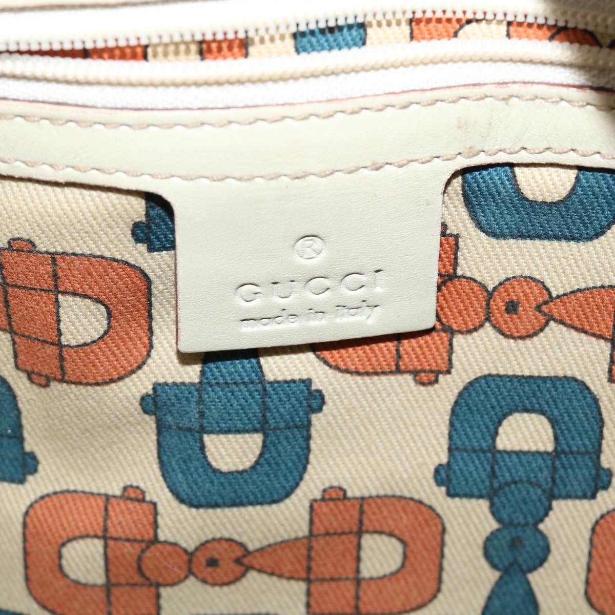 GUCCI GG Canvas Guccissima Shoulder Bag White 145993 Auth bs7287