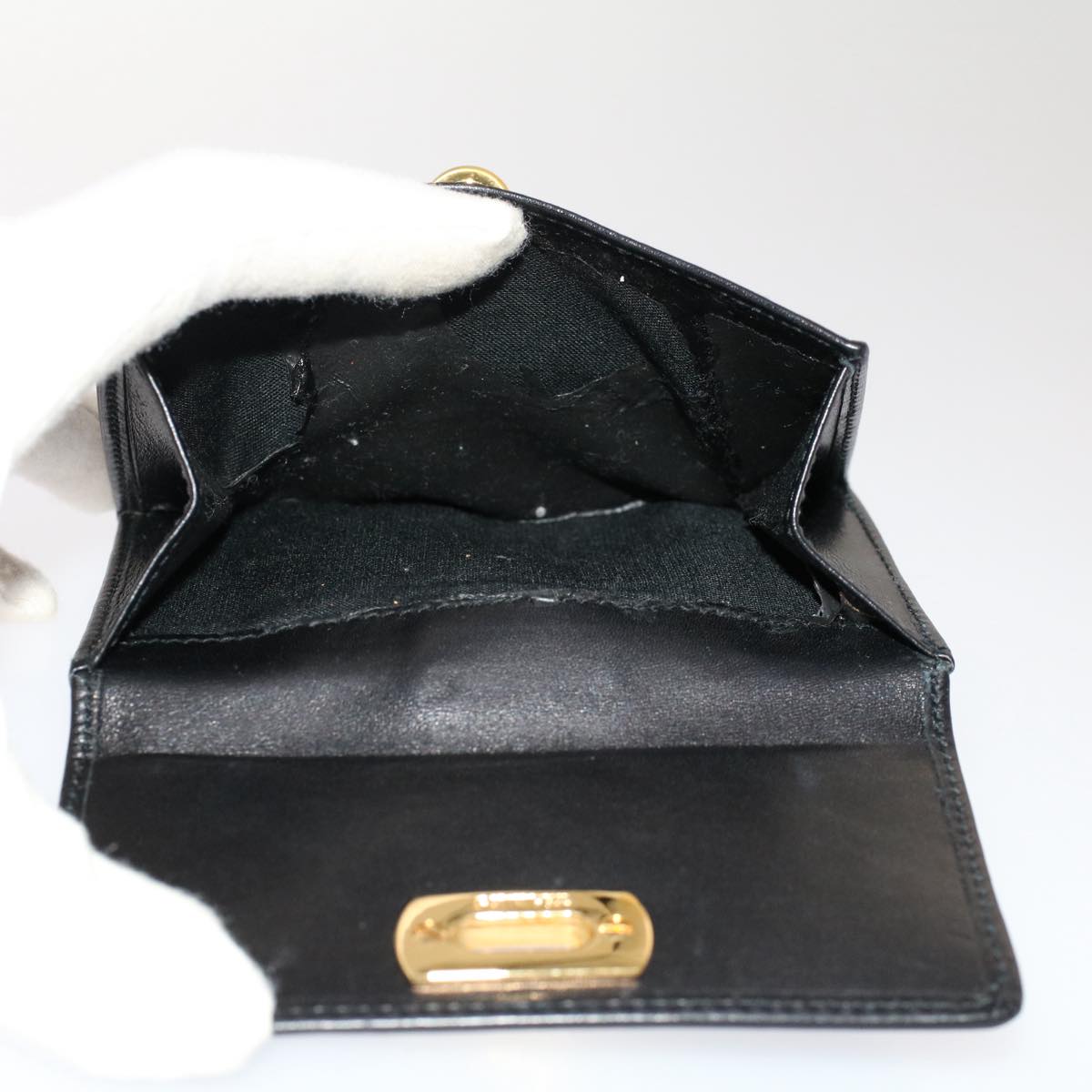 Salvatore Ferragamo Gancini Wallet Leather 4Set Beige Black gray Auth bs7308