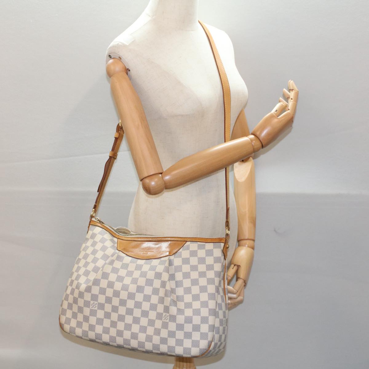 LOUIS VUITTON Damier Azur Siracusa MM Shoulder Bag N41112 LV Auth bs7329