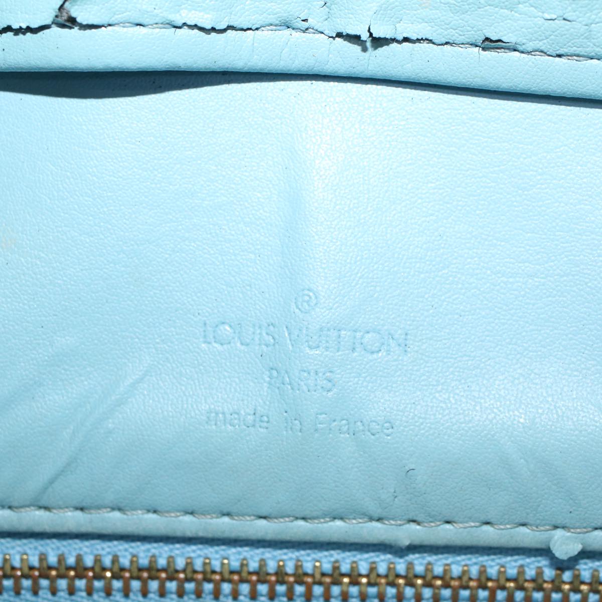 LOUIS VUITTON Monogram Vernis Houston Hand Bag Baby Blue M91005 LV Auth bs7380