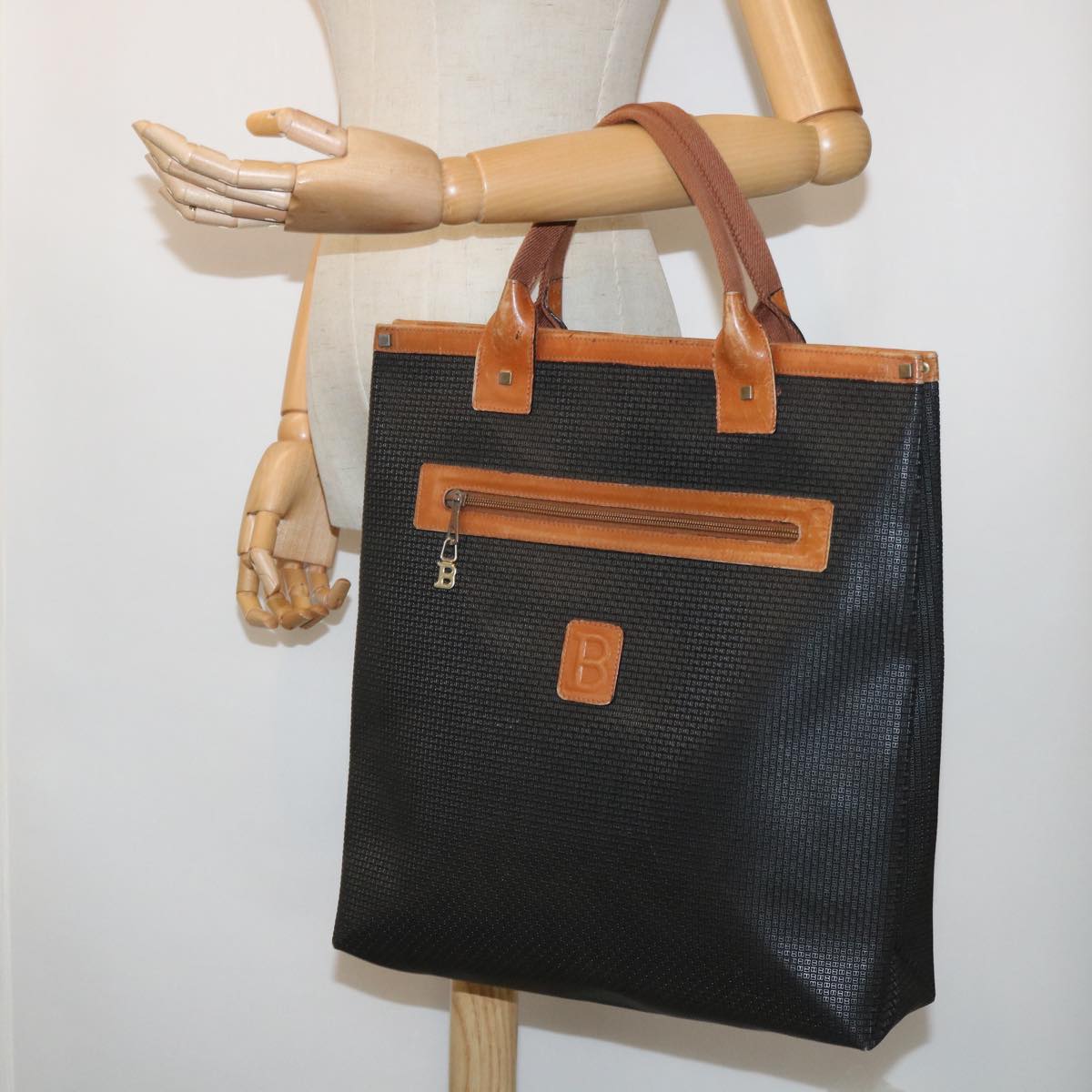 BALLY Tote Bag PVC Leather Brown Auth bs7389