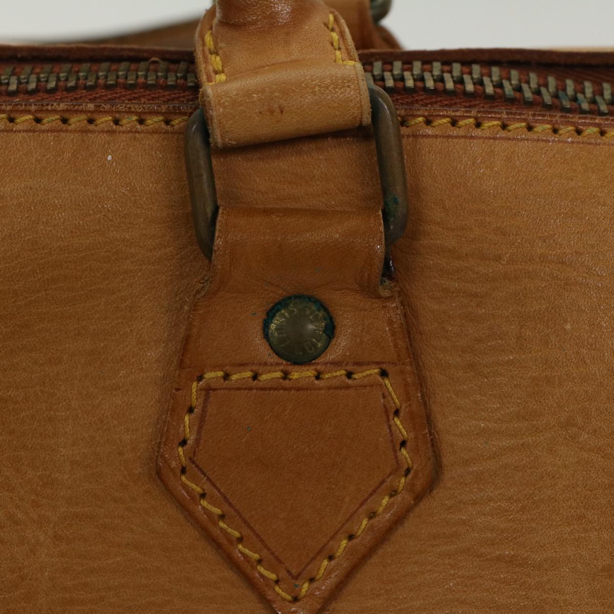 LOUIS VUITTON Nomad leather Speedy 35 Hand Bag Beige LV Auth bs7421