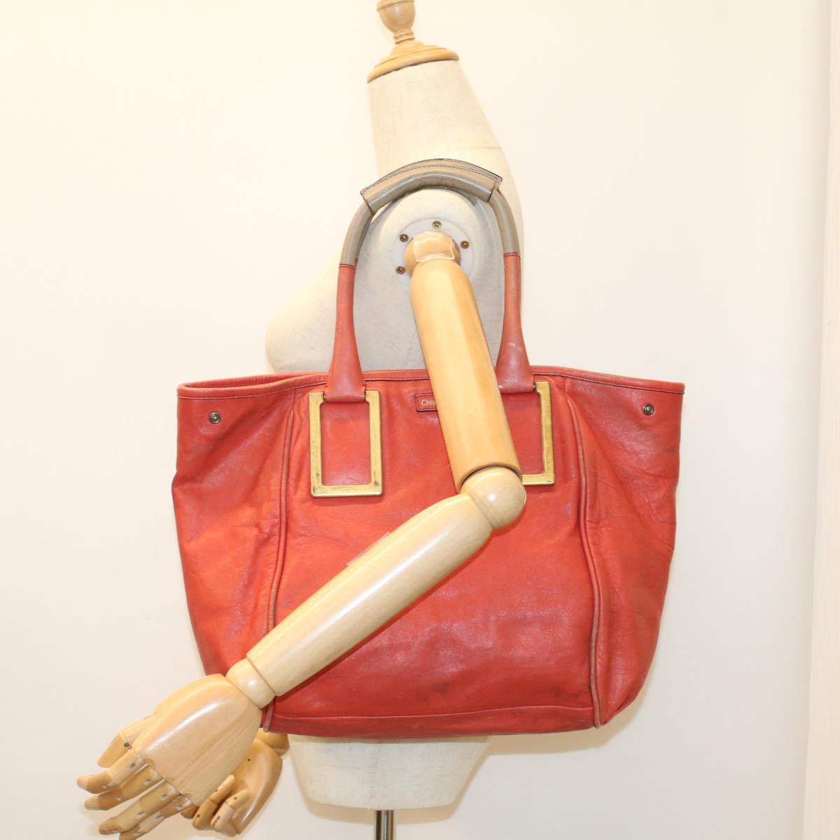 Chloe Etel Hand Bag Leather Red 04-12-50-65 Auth bs7428