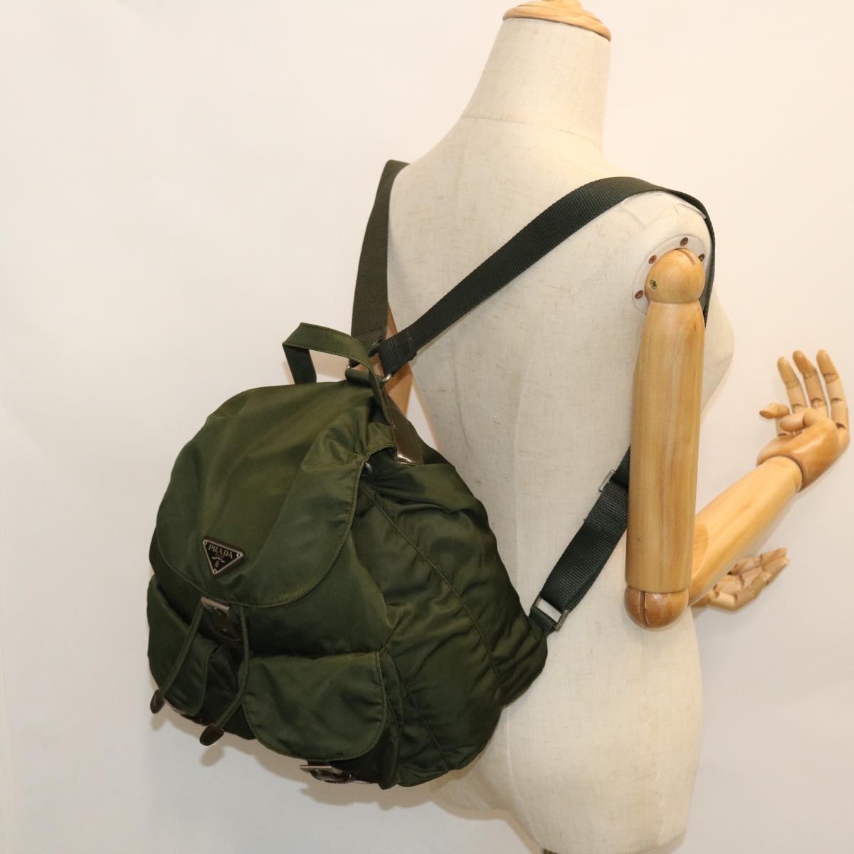 PRADA Backpack Nylon Khaki Auth bs7430