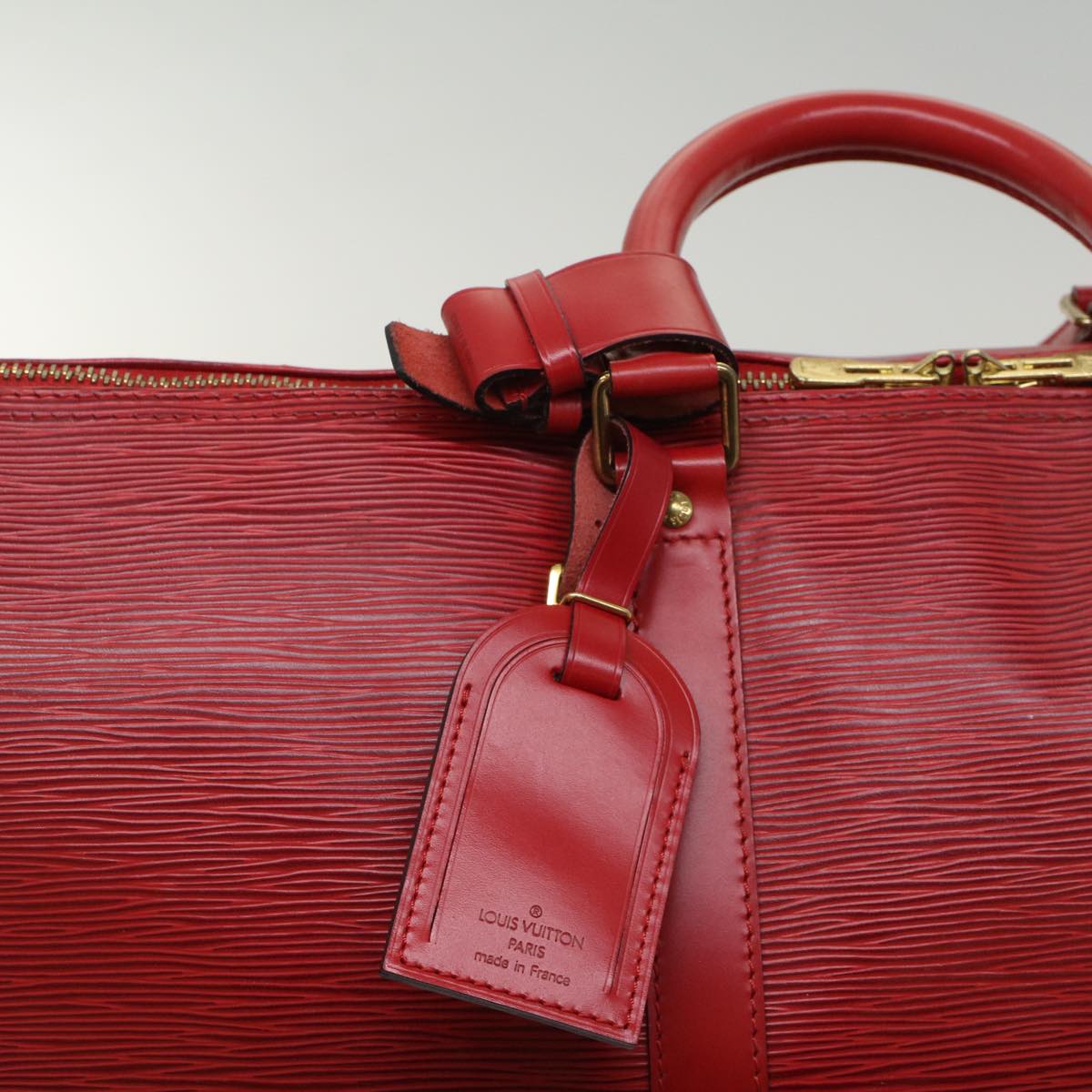 LOUIS VUITTON Epi Keepall 45 Boston Bag Red M42977 LV Auth bs7451