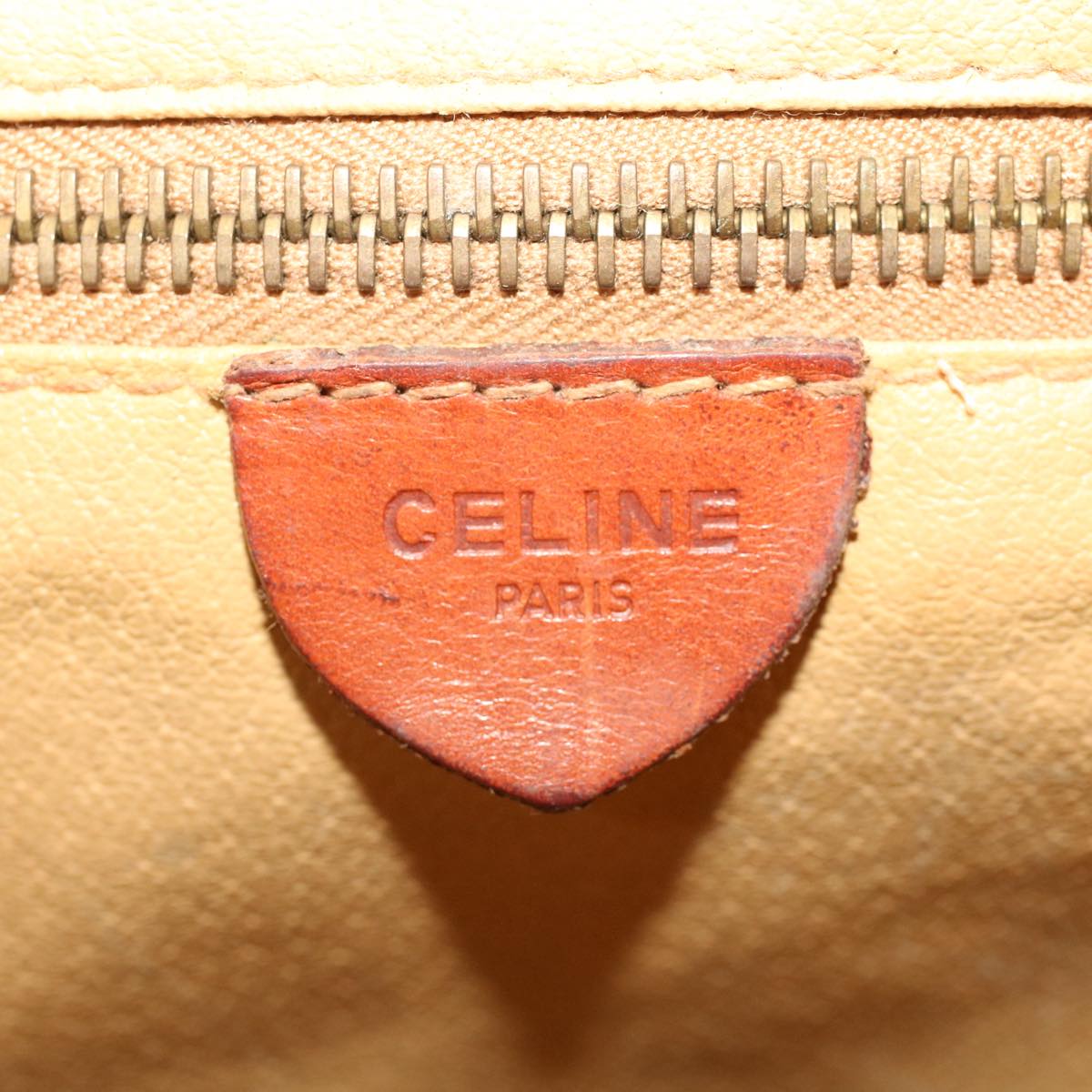 CELINE Macadam Canvas Shoulder Bag PVC Leather Brown Auth bs7491