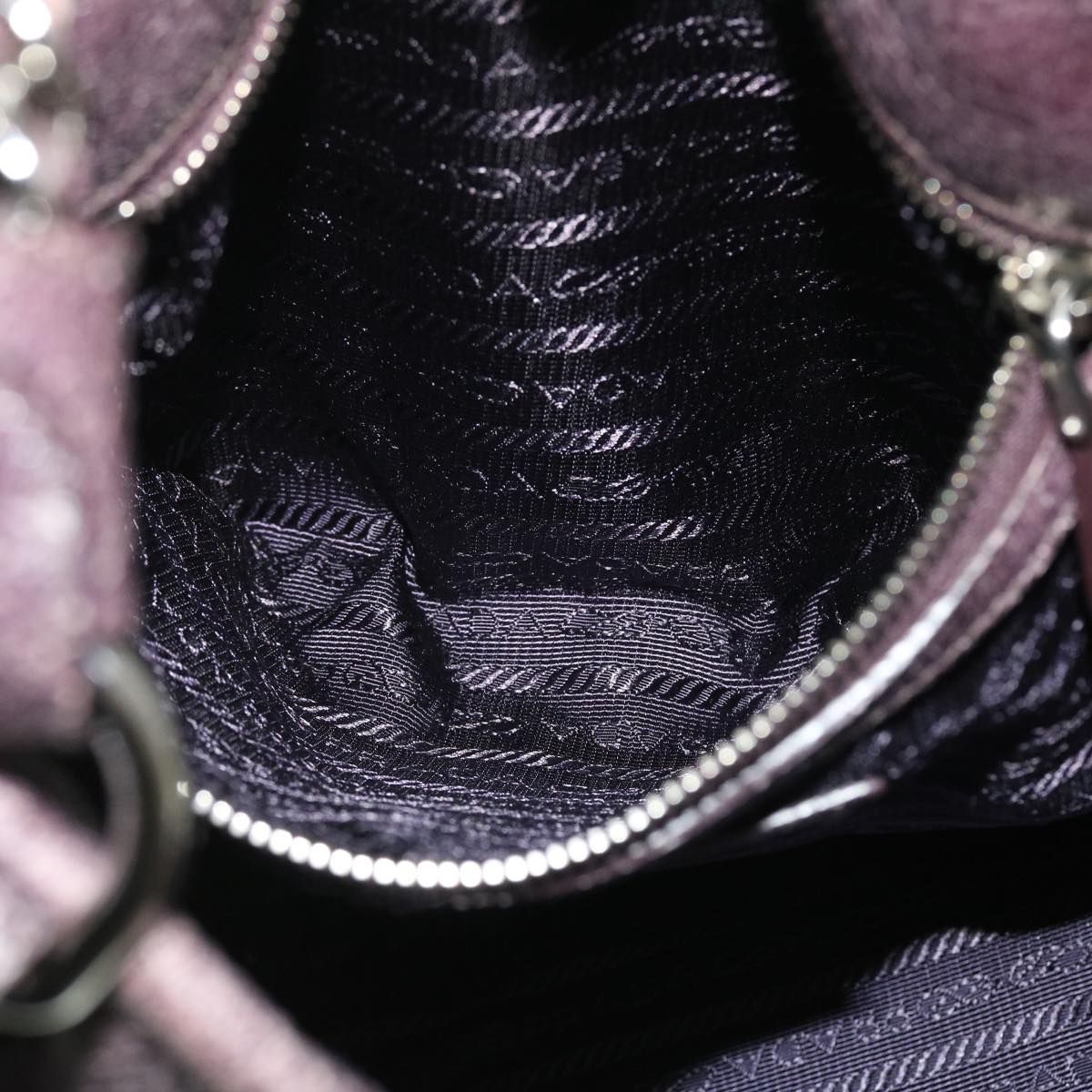 PRADA Chain Shoulder Bag Leather Purple Auth bs7494