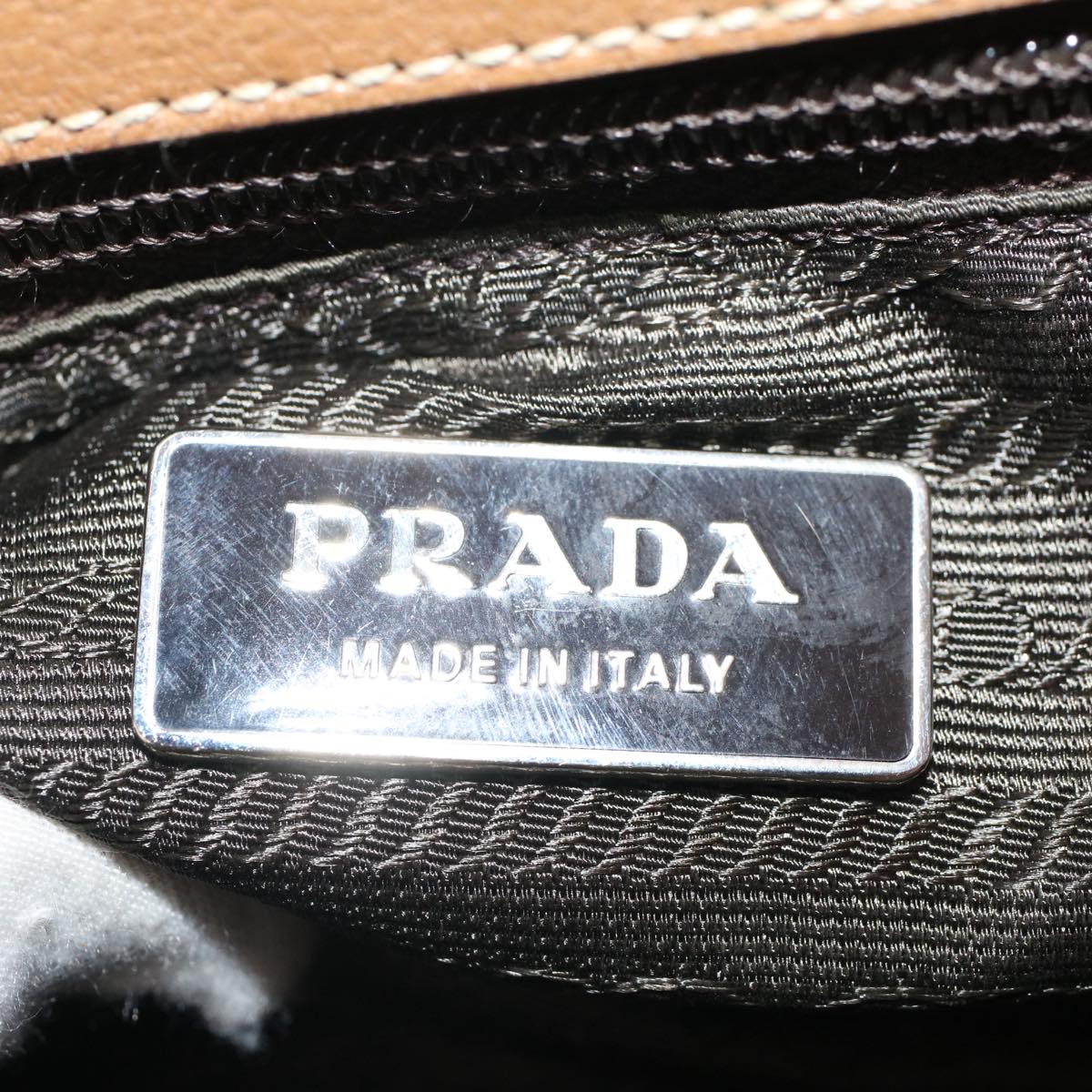 PRADA Hand Bag Leather Brown Auth bs7500