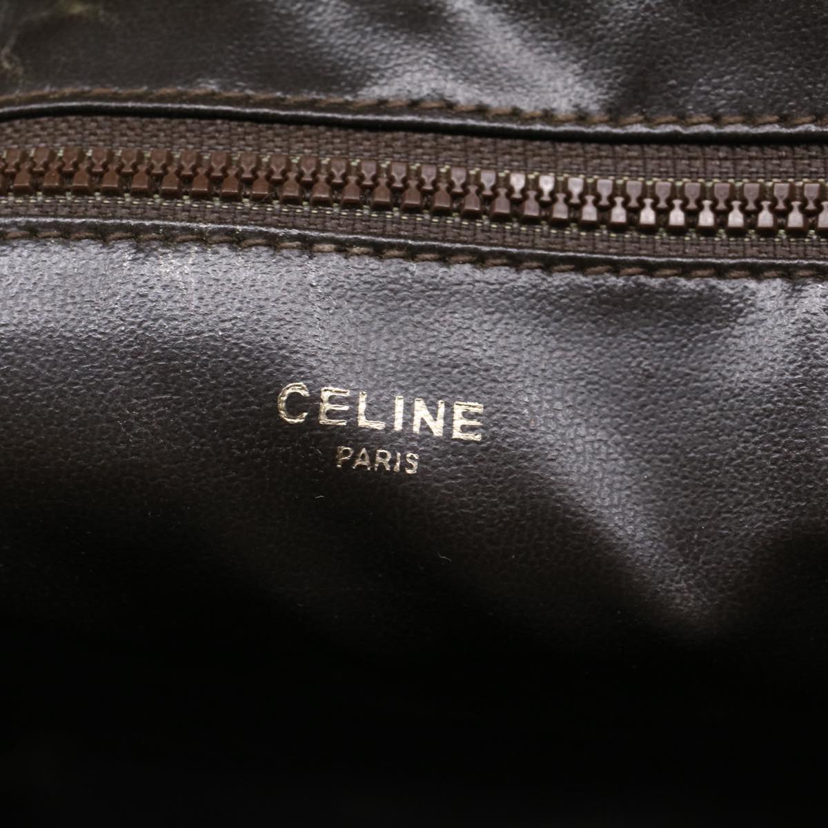 CELINE Macadam Canvas Clutch Bag Leather Brown Auth bs7545