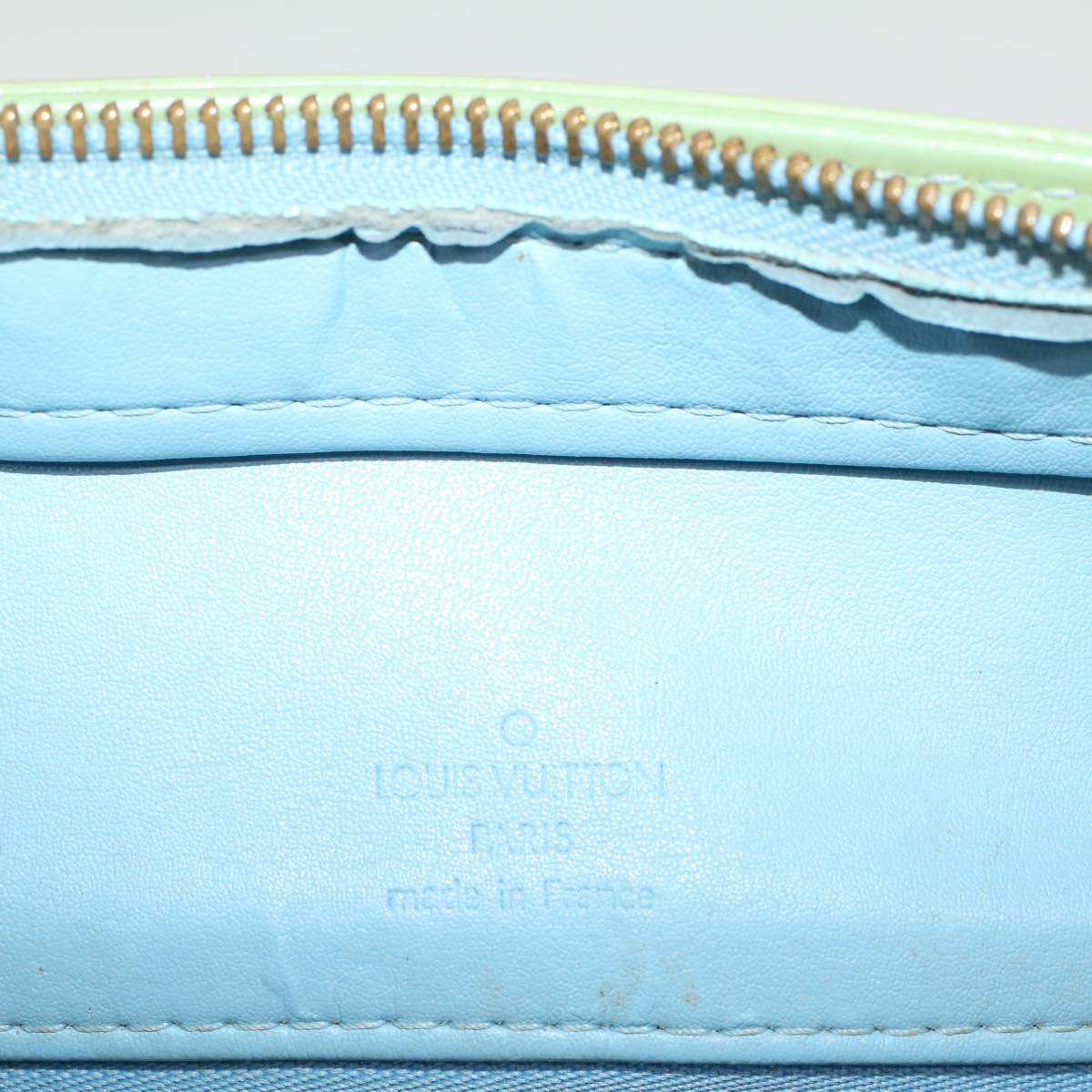 LOUIS VUITTON Monogram Vernis Houston Hand Bag Baby Blue M91005 LV Auth bs7598