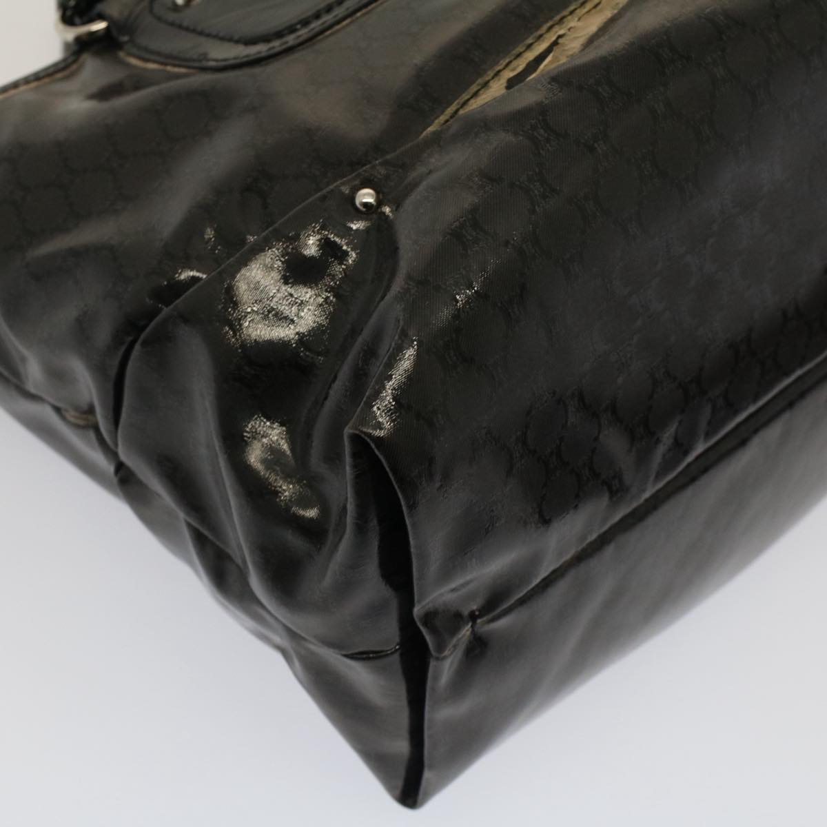 CELINE Hand Bag Coated Canvas Black Auth bs7601