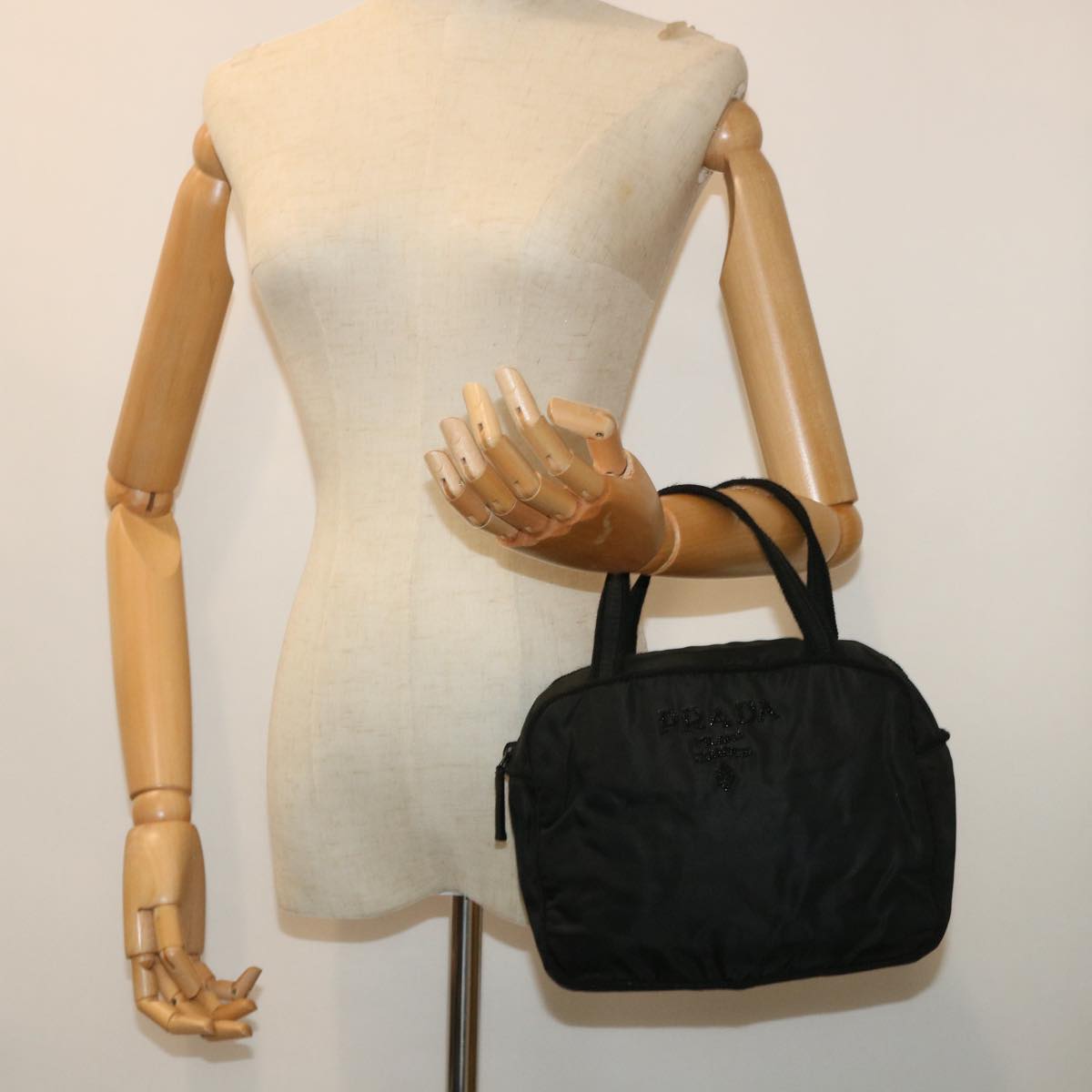 PRADA Hand Bag Nylon Black Auth bs7614