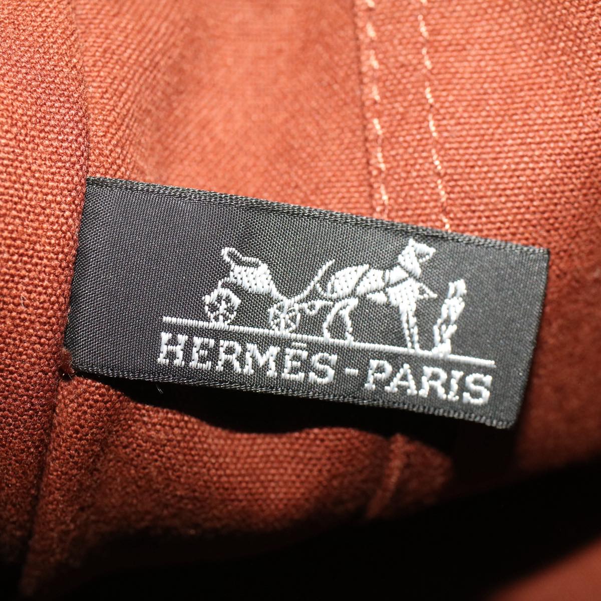 HERMES Fourre Tout MM Hand Bag Canvas Brown Auth bs7630