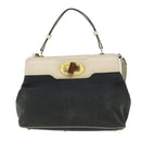BVLGARI Isabella Rossellini Shoulder Bag Canvas 2way Black Auth bs7634-13