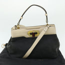 BVLGARI Isabella Rossellini Shoulder Bag Canvas 2way Black Auth bs7634-12