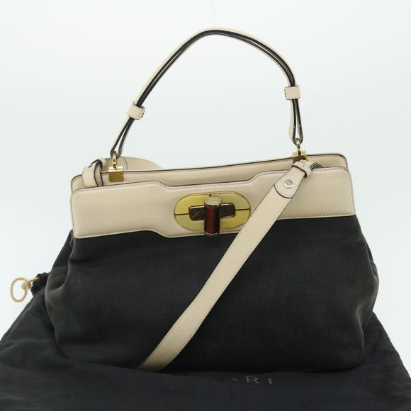 BVLGARI Isabella Rossellini Shoulder Bag Canvas 2way Black Auth bs7634