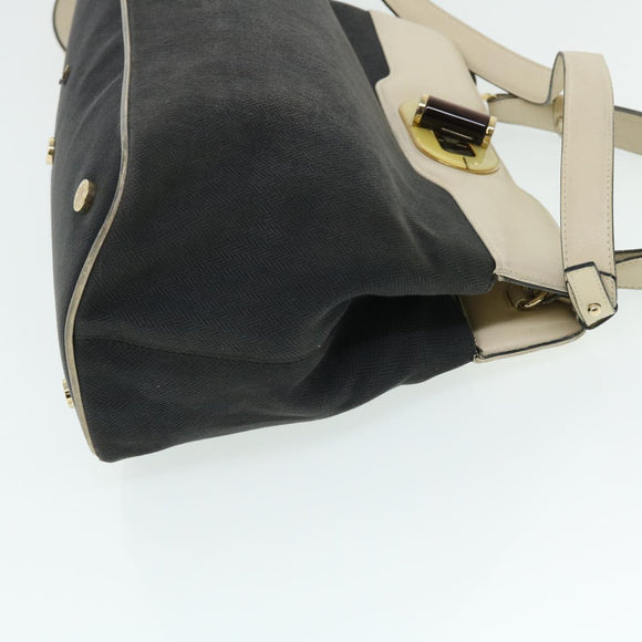 BVLGARI Isabella Rossellini Shoulder Bag Canvas 2way Black Auth bs7634