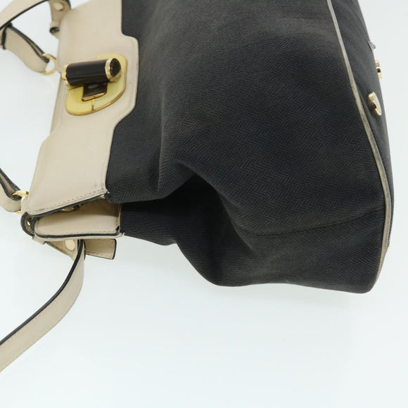 BVLGARI Isabella Rossellini Shoulder Bag Canvas 2way Black Auth bs7634