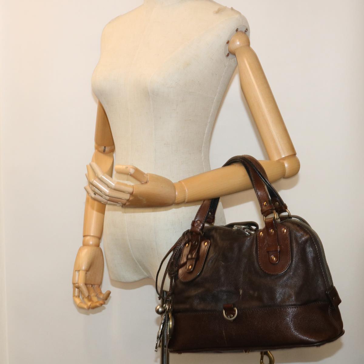 Chloe Kerala Hand Bag Leather Brown Auth bs7665