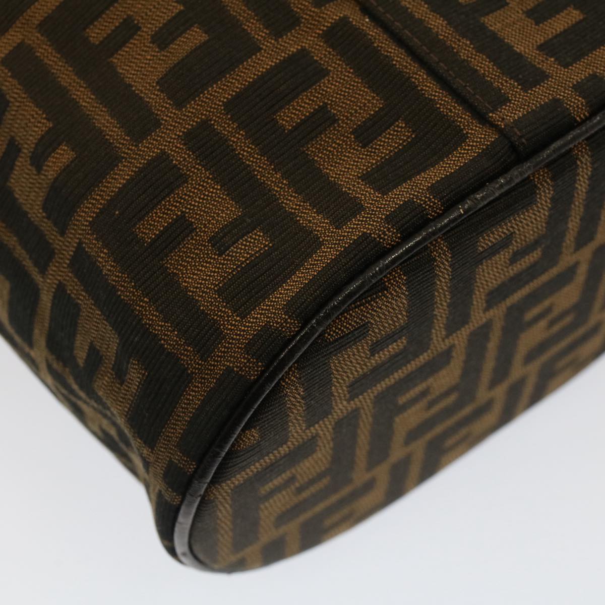 FENDI Zucca Canvas Vanity Cosmetic Pouch Black Brown Auth bs7733