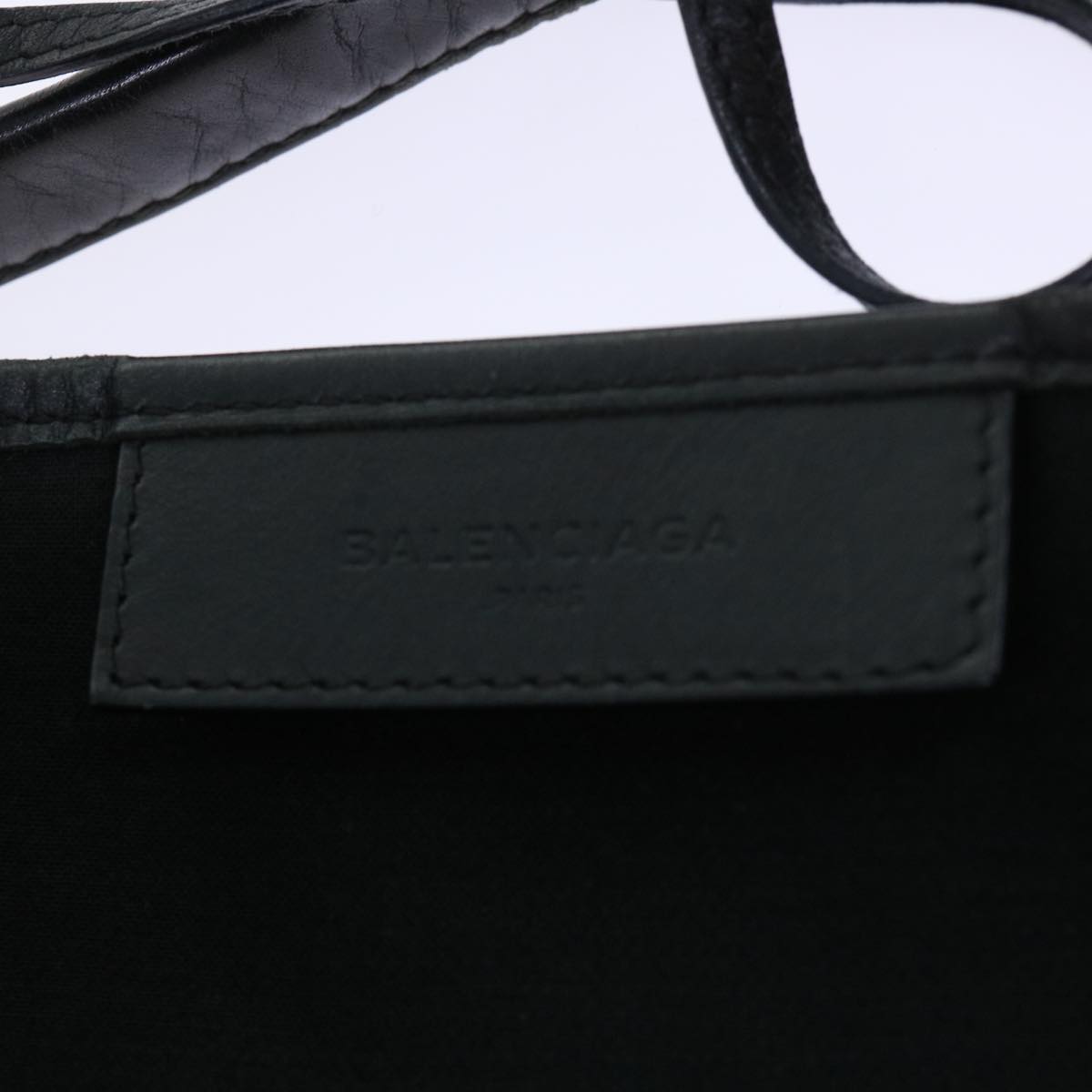 BALENCIAGA Tote Bag Canvas Beige Black Auth bs7766