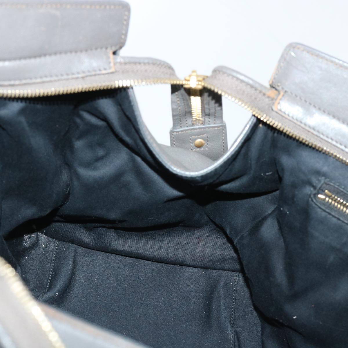 SAINT LAURENT Hand Bag Leather Gray Auth bs7826