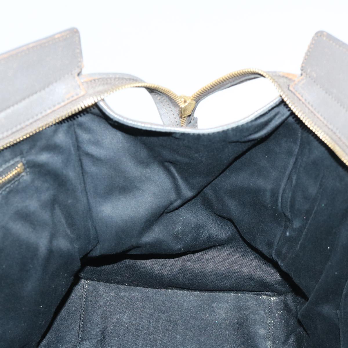 SAINT LAURENT Hand Bag Leather Gray Auth bs7826