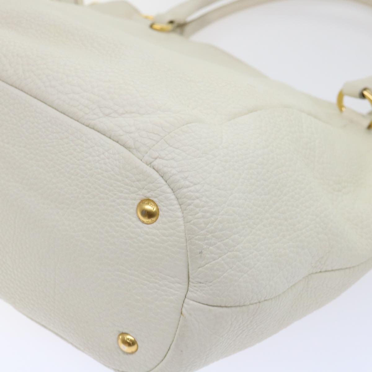 PRADA Shoulder Bag Leather White Auth bs7829