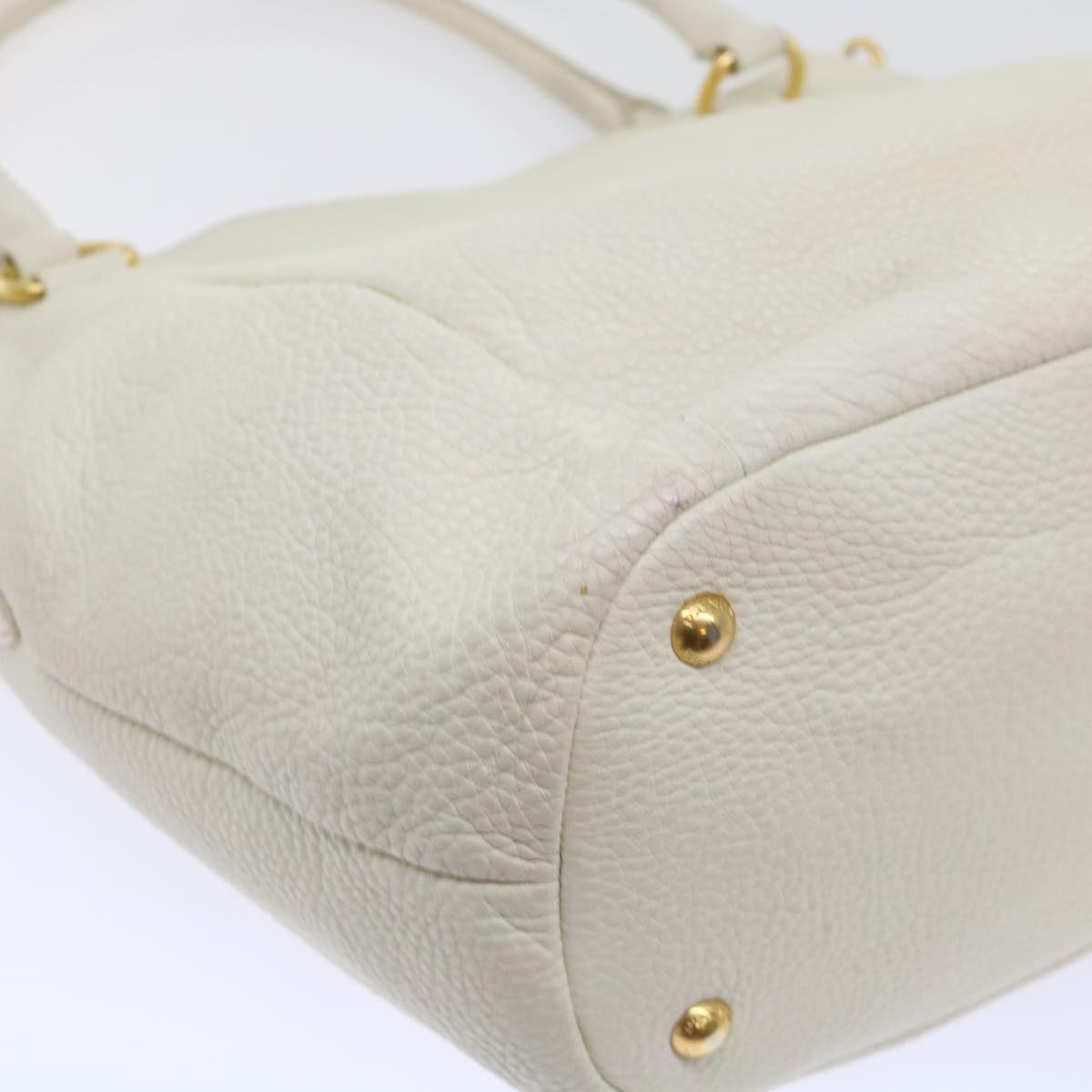 PRADA Shoulder Bag Leather White Auth bs7829