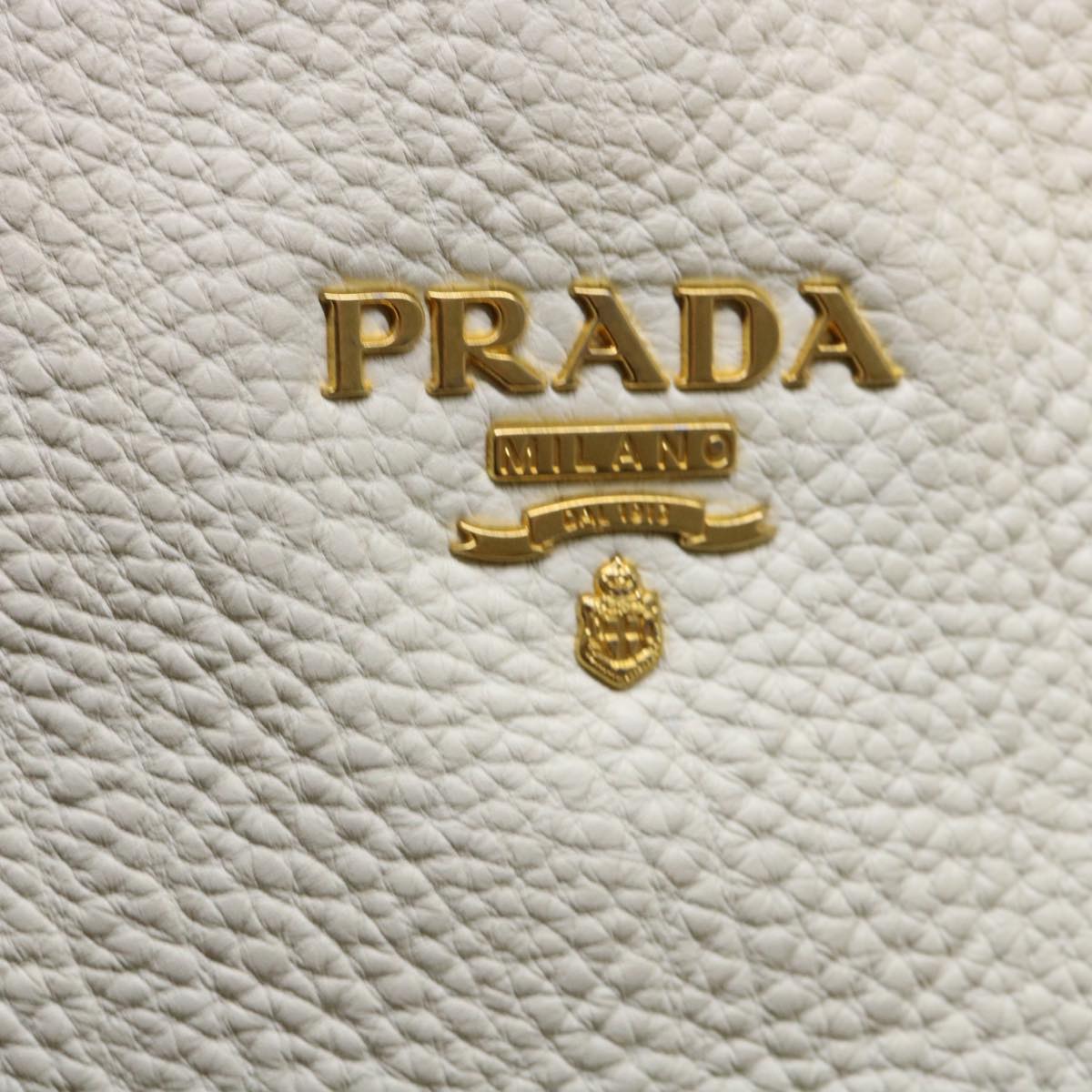 PRADA Shoulder Bag Leather White Auth bs7829