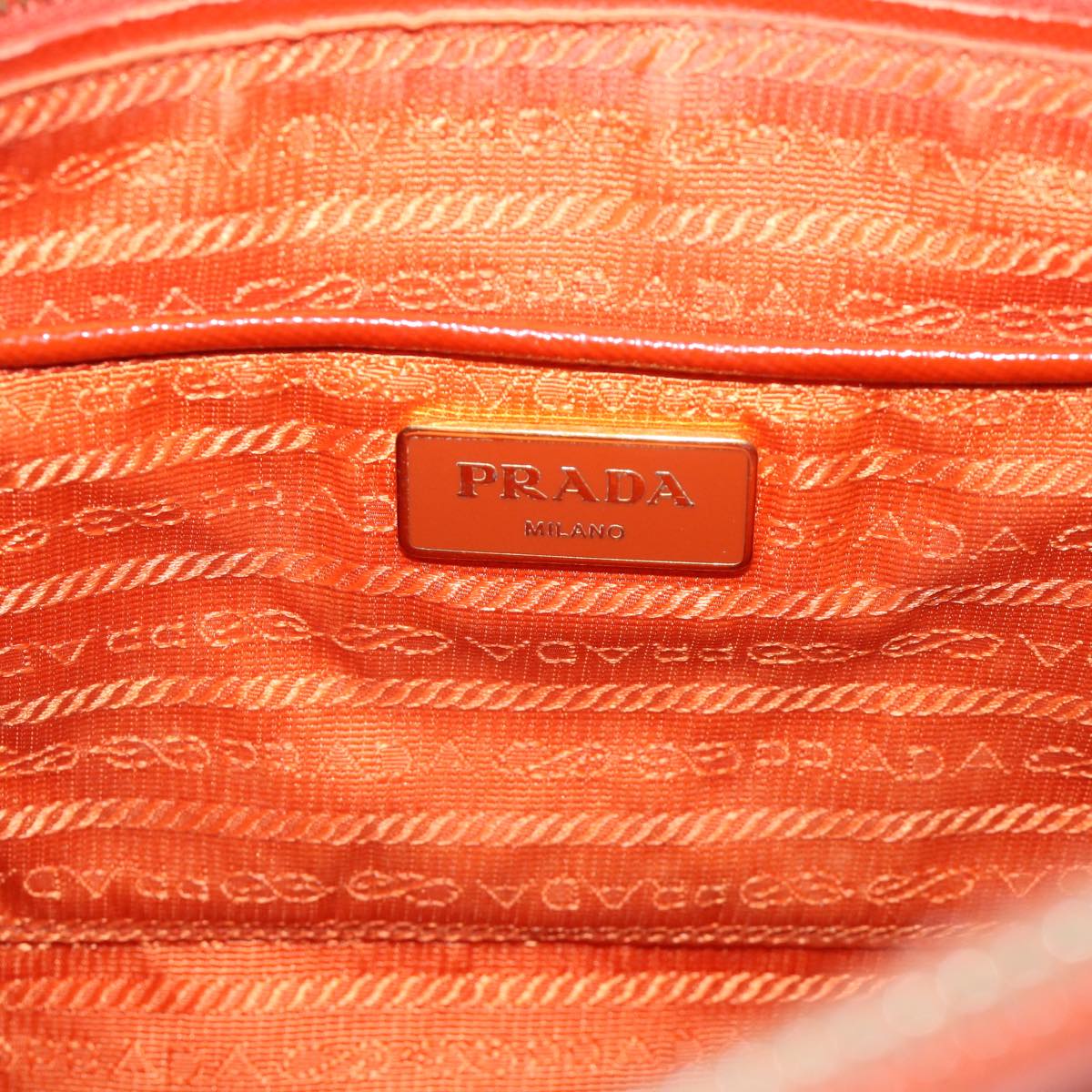 PRADA Safiano Leather Hand Bag Orange Auth bs7830