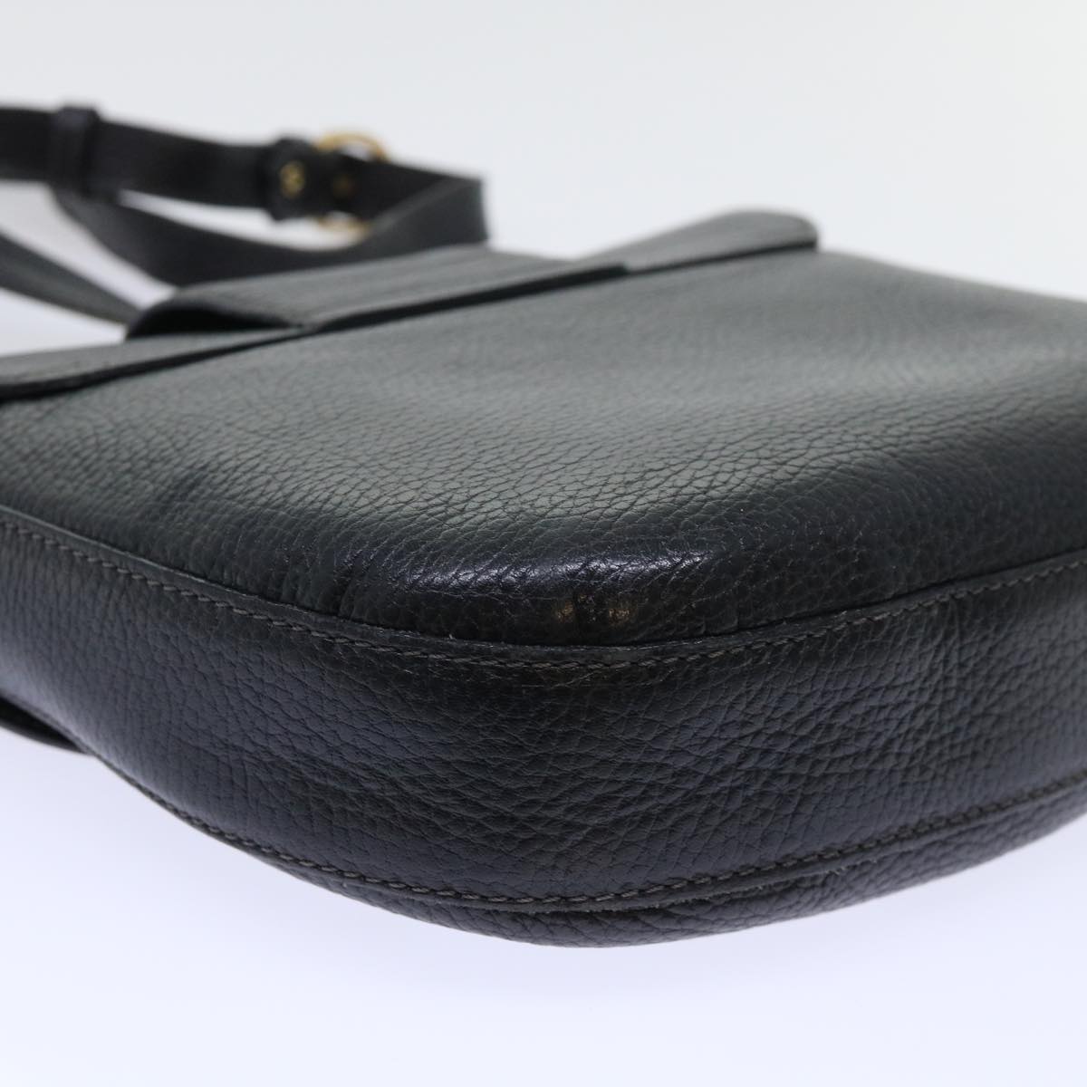 BALLY Shoulder Bag Leather Black Auth bs7842