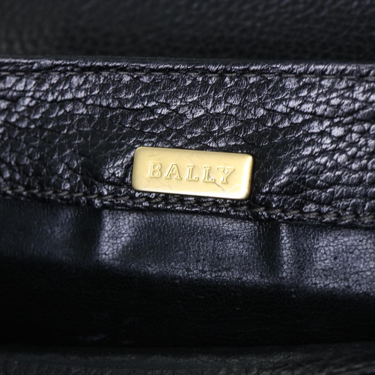 BALLY Shoulder Bag Leather Black Auth bs7842