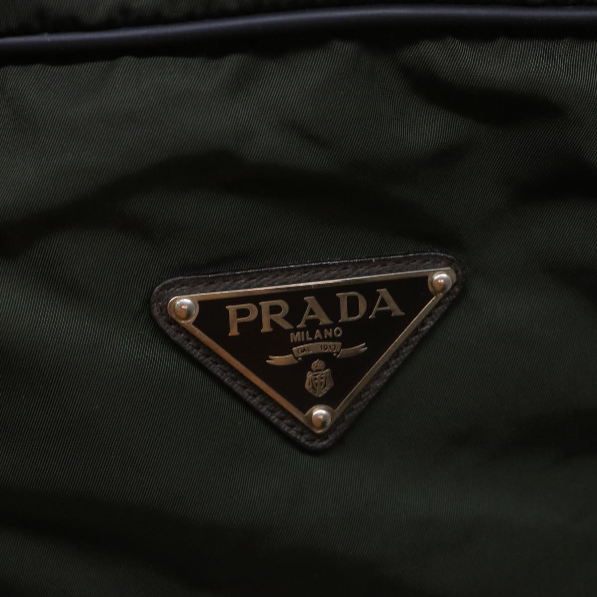 PRADA Boston Bag Nylon Khaki Auth bs7859