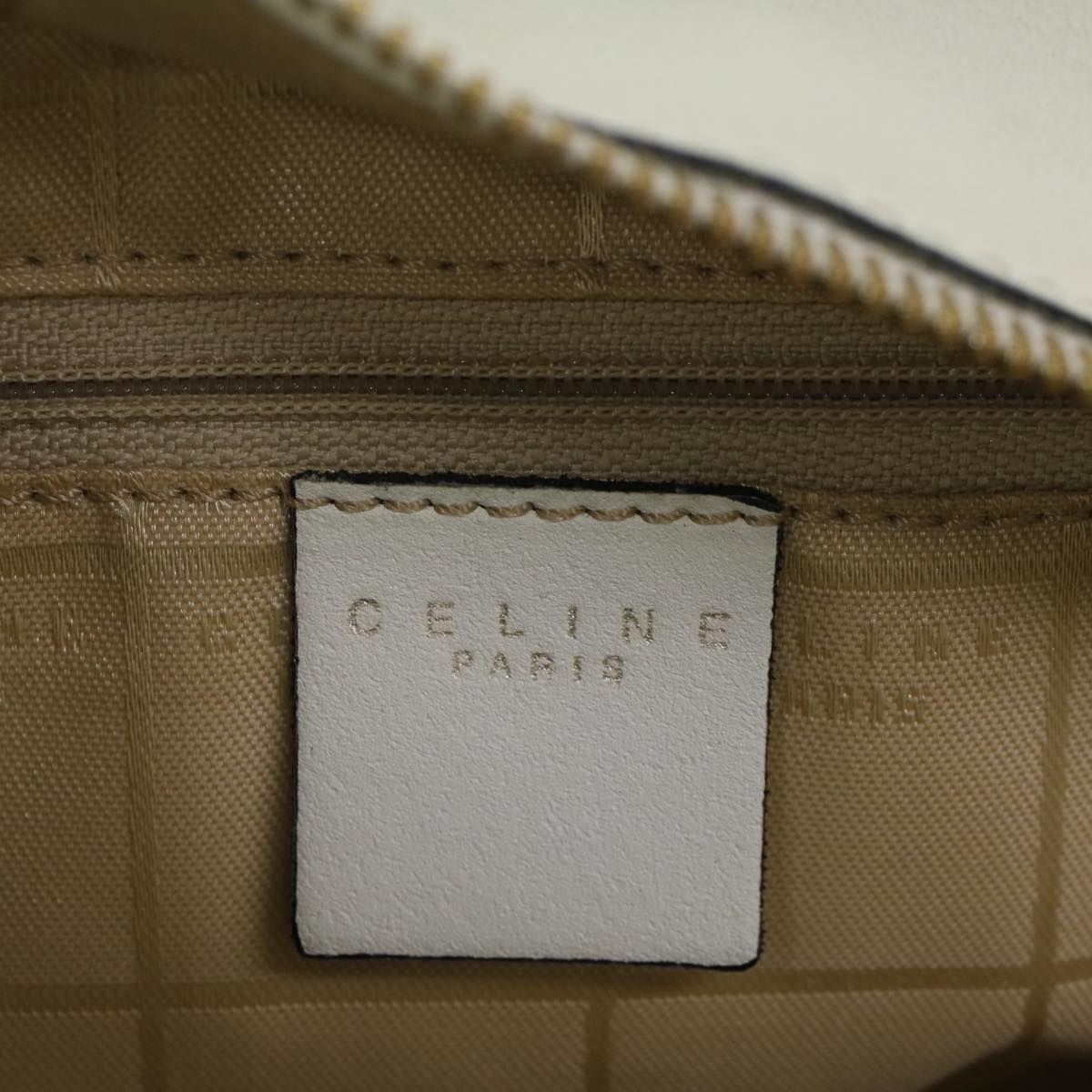 CELINE Tote Bag Leather White Auth bs7871