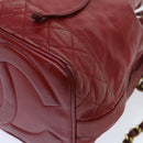 CHANEL Chain Shoulder Bag Lamb Skin Red CC Auth bs7902-15