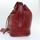 CHANEL Chain Shoulder Bag Lamb Skin Red CC Auth bs7902-5