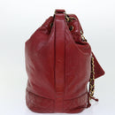 CHANEL Chain Shoulder Bag Lamb Skin Red CC Auth bs7902-6