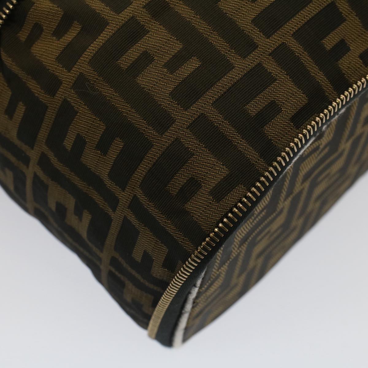 FENDI Zucca Canvas Vanity Cosmetic Pouch Black Brown Auth bs7906