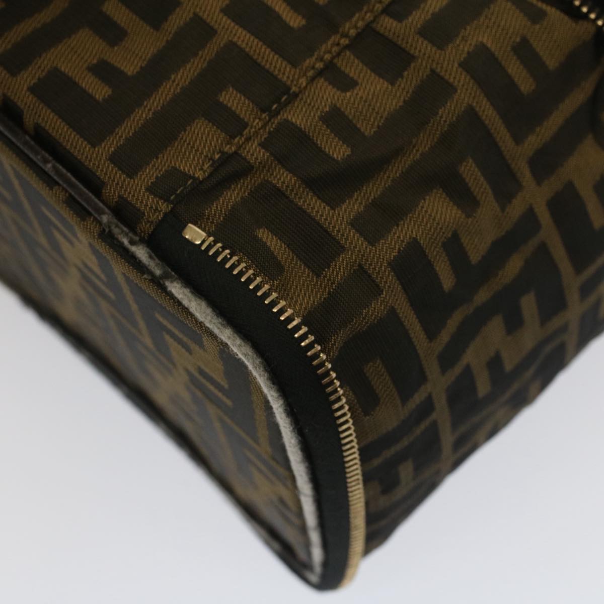 FENDI Zucca Canvas Vanity Cosmetic Pouch Black Brown Auth bs7906