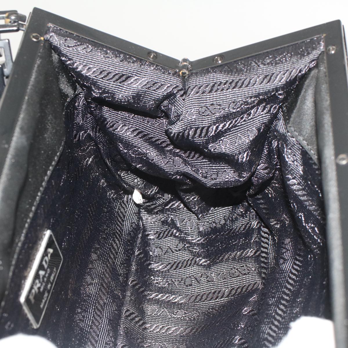 PRADA Chain Shoulder Bag Nylon Black Auth bs7920