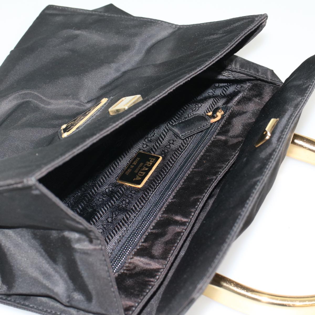 PRADA Hand Bag Nylon Black Auth bs7922